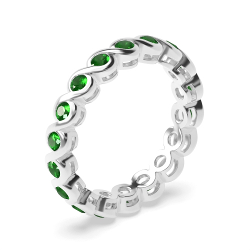 Channel Setting Round S link Emerald Diamond Rings