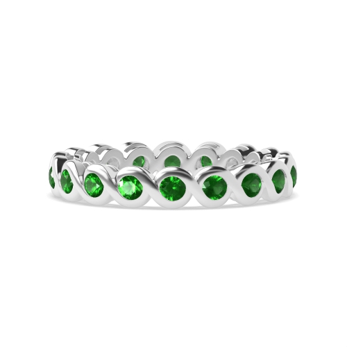 Channel Setting Round S link Emerald Diamond Rings