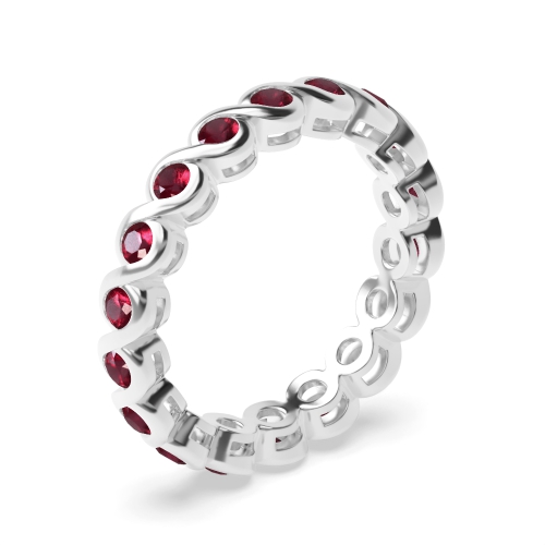 Channel Setting Round S link Ruby Diamond Rings