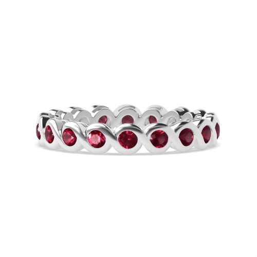 Channel Setting Round S link Ruby Diamond Rings