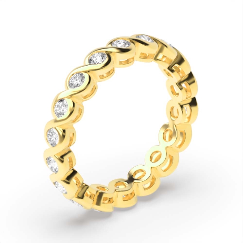 Channel Setting Round Yellow Gold S link Eternity Diamond Rings