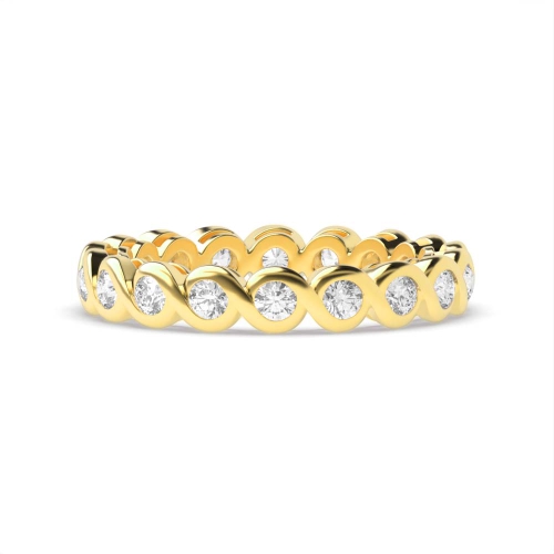 Channel Setting Round Yellow Gold S link Eternity Diamond Rings