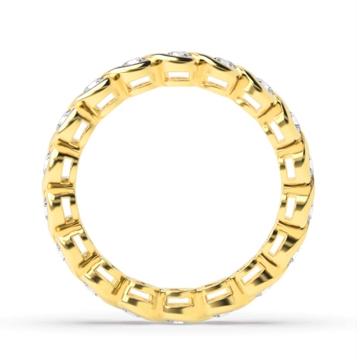 Channel Setting Round Yellow Gold S link Eternity Diamond Rings