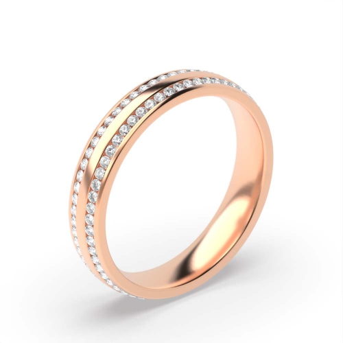 Channel Setting Round Rose Gold 2 row Eternity Diamond Rings