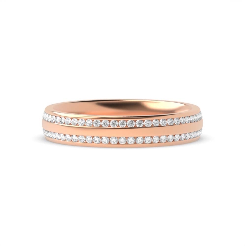 Channel Setting Round Rose Gold 2 row Eternity Diamond Rings