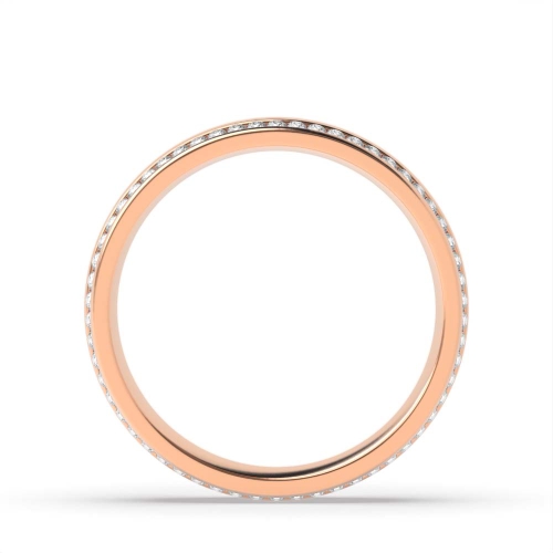 Channel Setting Round Rose Gold 2 row Eternity Diamond Rings