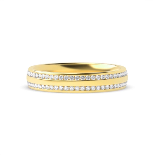 Channel Setting Round Yellow Gold 2 row Eternity Diamond Rings