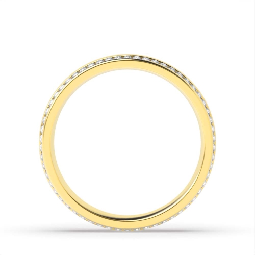 Channel Setting Round Yellow Gold 2 row Eternity Diamond Rings