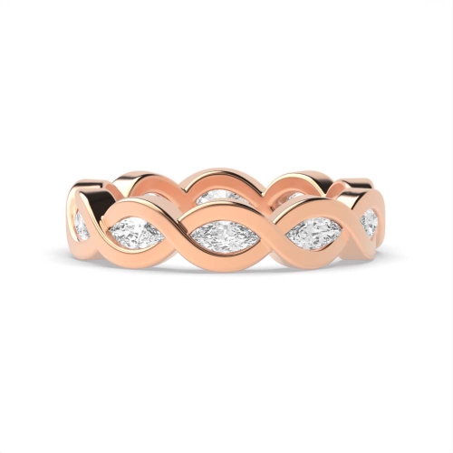 Channel Setting Marquise Rose Gold Crossover Unusual Wedding Diamond Rings