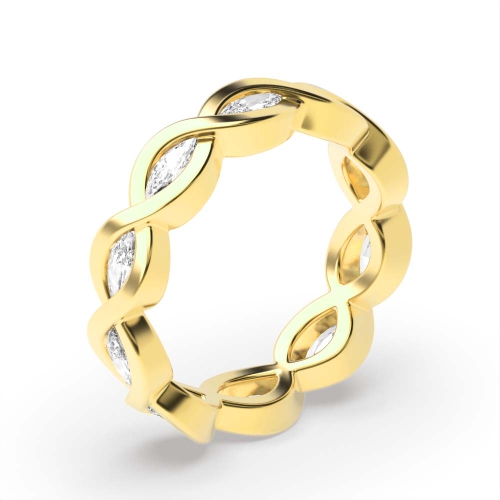 Channel Setting Marquise Yellow Gold Crossover Eternity Diamond Rings