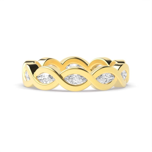 Channel Setting Marquise Yellow Gold Crossover Eternity Diamond Rings