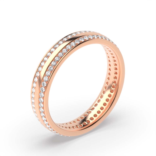 Pave Setting Round Rose Gold 2 row Eternity Diamond Rings
