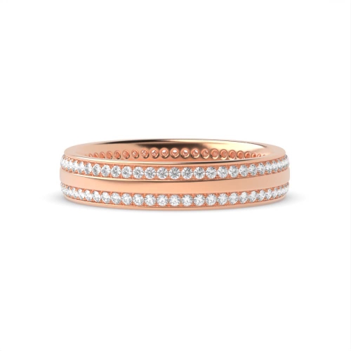 Pave Setting Round Rose Gold 2 row Eternity Diamond Rings
