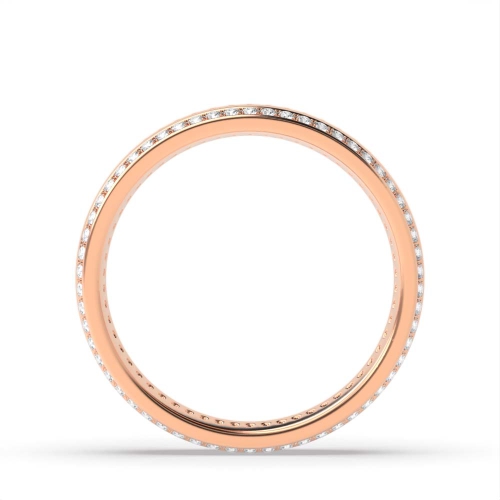 Pave Setting Round Rose Gold 2 row Eternity Diamond Rings