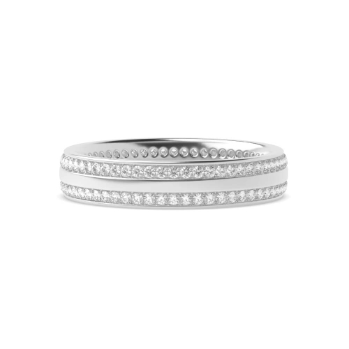 Pave Setting Round White Gold 2 row Full Eternity Diamond Rings
