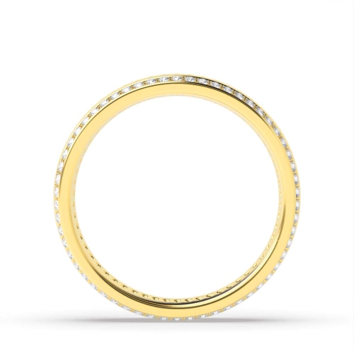 Pave Setting Round Yellow Gold 2 row Eternity Diamond Rings