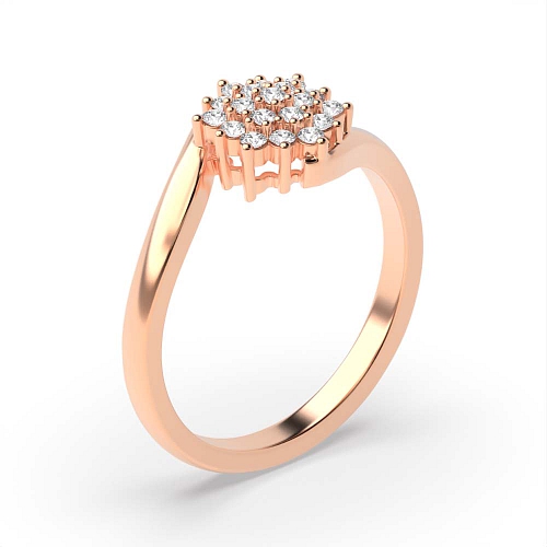 Pave Setting Round Rose Gold Twist Diamond Rings