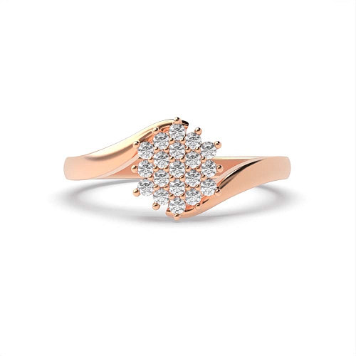 Pave Setting Round Rose Gold Twist Diamond Rings