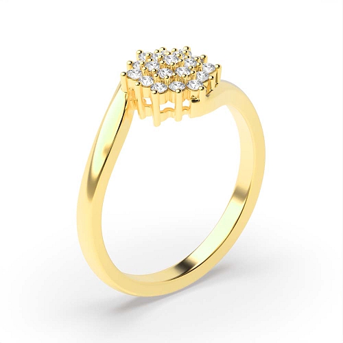 Pave Setting Round Yellow Gold Twist Diamond Rings