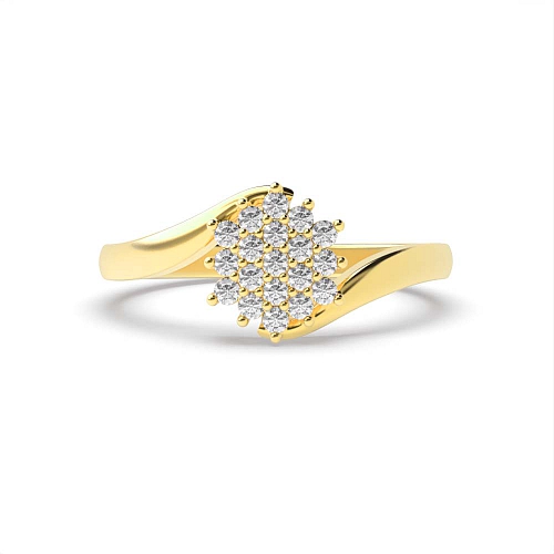 Pave Setting Round Yellow Gold Twist Diamond Rings