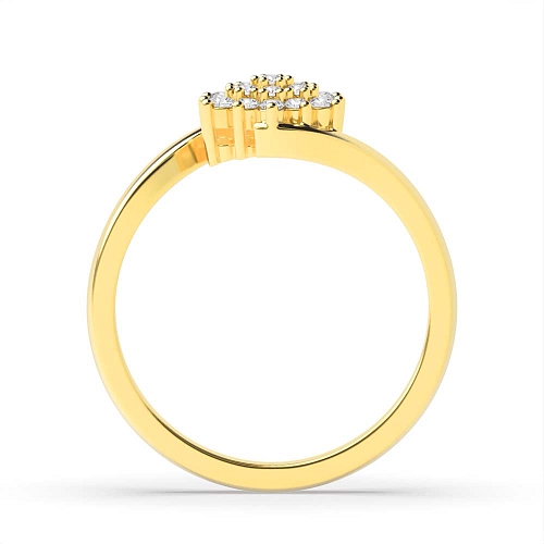 Pave Setting Round Yellow Gold Twist Diamond Rings