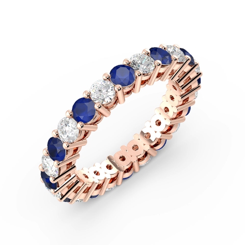 4 Prong Round Rose Gold And diamond Lab Grown Eternity Diamond Rings