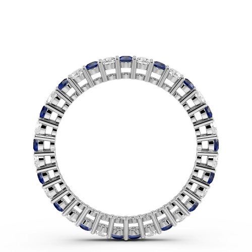 4 Prong Round Blue Sapphire Full Eternity Diamond Ring