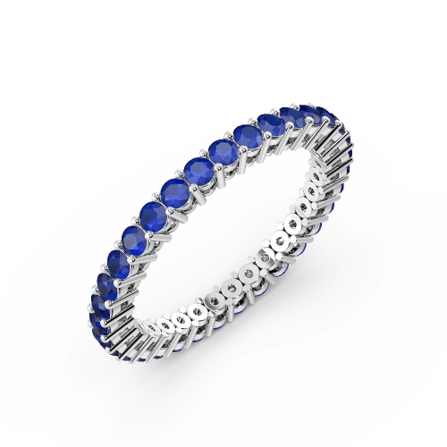 4 Prong Round Shape Classic Full Blue Sapphire Eternity Ring (2.00mm - 3.00mm)