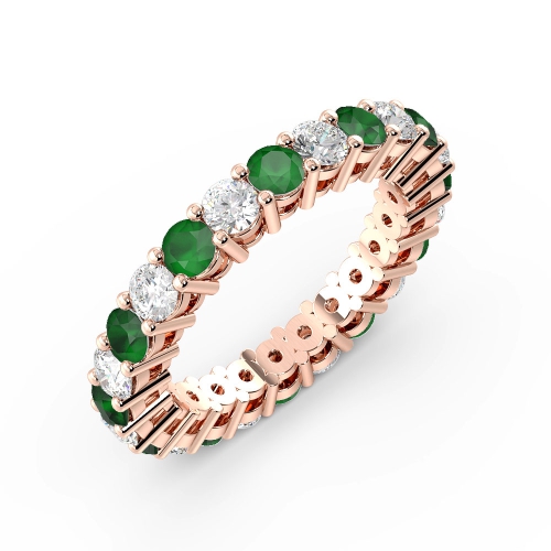 4 Prong Round Rose Gold And diamond Lab Grown Eternity Diamond Rings