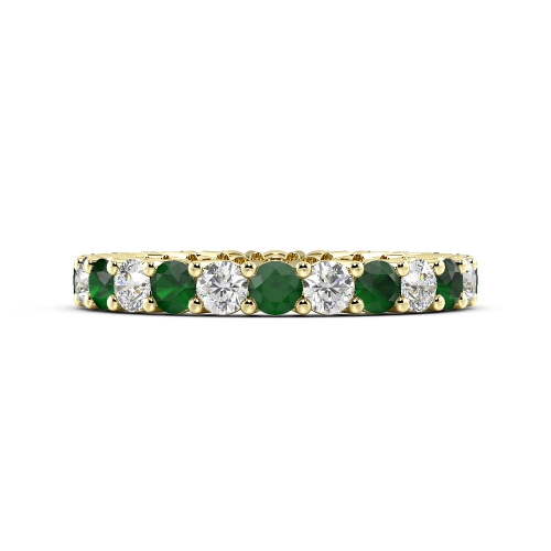 4 Prong Round Yellow Gold And diamond Lab Grown Eternity Diamond Rings