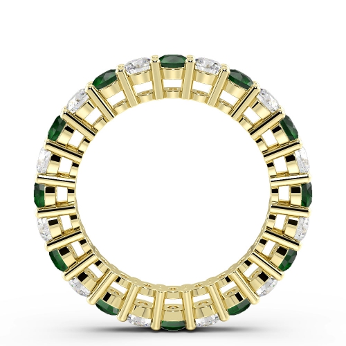 4 Prong Round Yellow Gold And diamond Lab Grown Eternity Diamond Rings