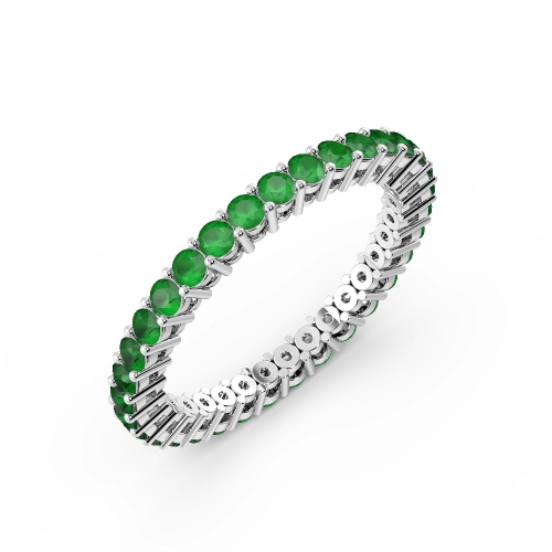4 Prong Round Shape Classic Full Emerald Eternity Ring (2.00mm - 3.00mm)