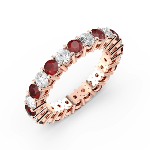 4 Prong Round Rose Gold And diamond Lab Grown Eternity Diamond Rings