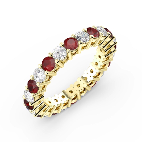 4 Prong Round Yellow Gold And diamond Lab Grown Eternity Diamond Rings