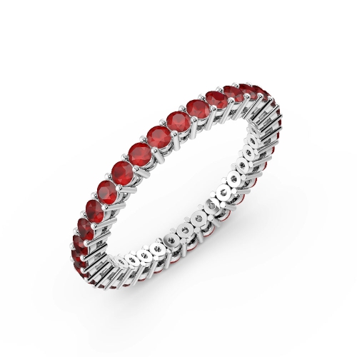 4 Prong Round Shape Classic Full Ruby Eternity Ring (2.00mm - 3.00mm)