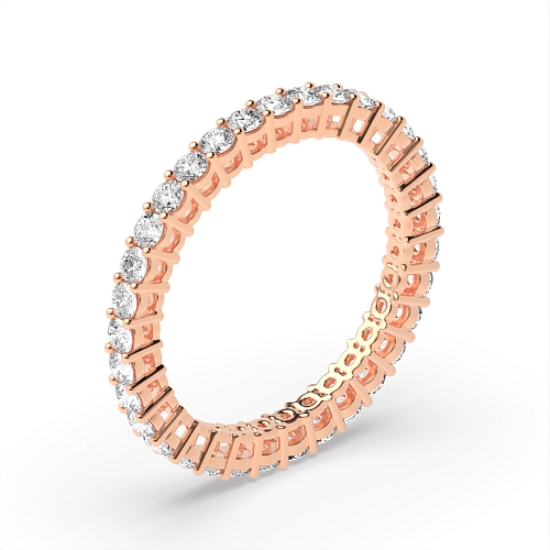4 Prong Round Rose Gold and Eternity Diamond Rings