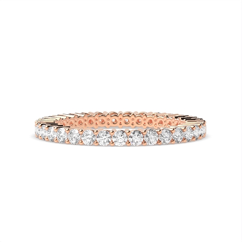 4 Prong Round Rose Gold and Eternity Diamond Rings