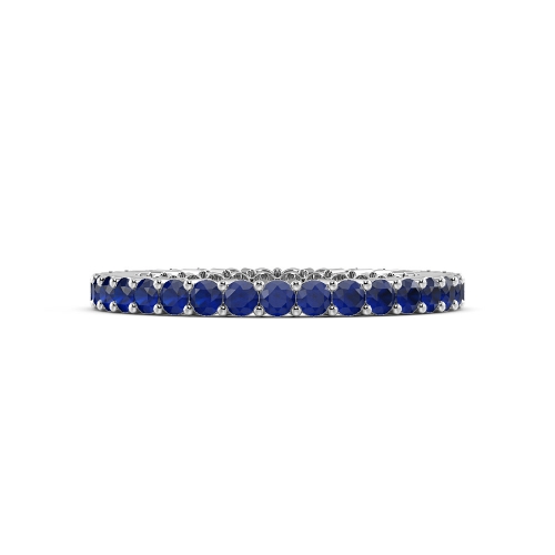 4 Prong Round Ether Bands Blue Sapphire Full Eternity Diamond Ring