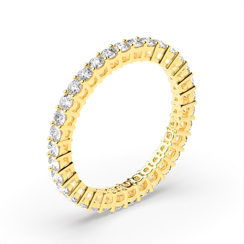 4 Prong Round Yellow Gold and Eternity Diamond Rings