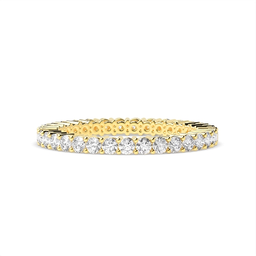 4 Prong Round Yellow Gold and Eternity Diamond Rings