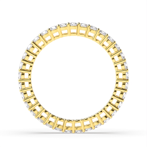 4 Prong Round Yellow Gold and Eternity Diamond Rings