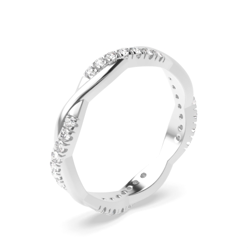 Pave Setting Round Shape Cross Over Full Lab Grown Diamond Eternity Ring (2.40mm)