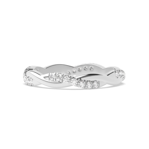 Pave Setting Round Cross over Lab Grown Full Eternity Diamond Ring