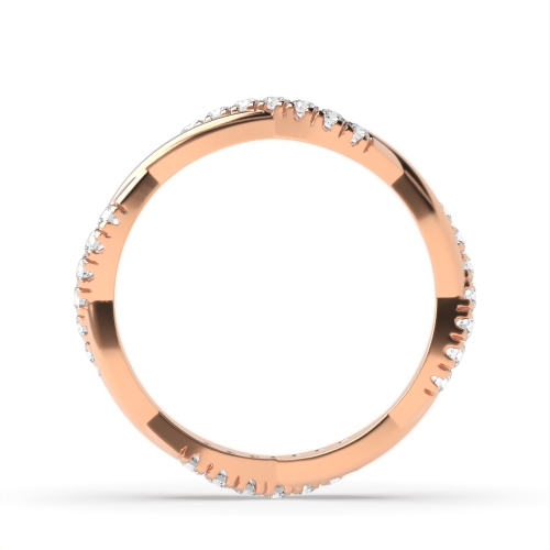 Pave Setting Round Rose Gold Crossover Full Eternity Diamond Rings