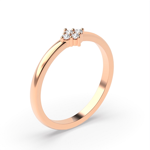 Pave Setting Round Rose Gold Ecliptic cascade Engagement Rings