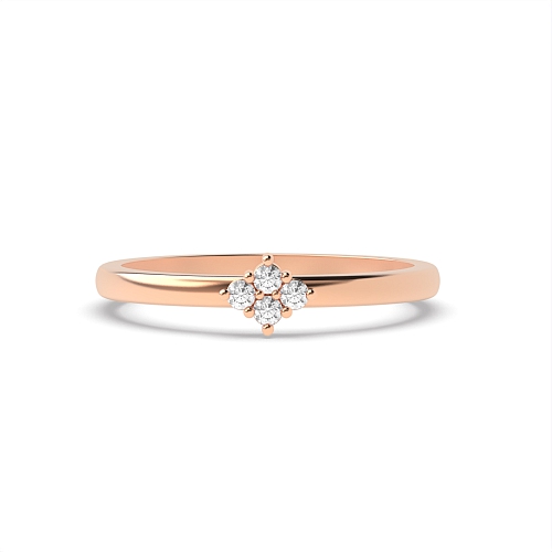 Pave Setting Round Rose Gold Ecliptic cascade Engagement Rings