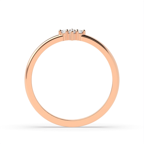 Pave Setting Round Rose Gold Ecliptic cascade Engagement Rings