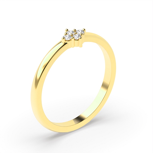 Pave Setting Round Yellow Gold Ecliptic cascade Engagement Rings