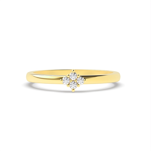 Pave Setting Round Yellow Gold Ecliptic cascade Engagement Rings