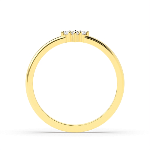 Pave Setting Round Yellow Gold Ecliptic cascade Engagement Rings